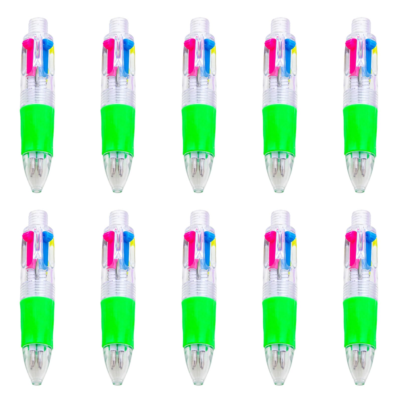 Buxuaaaa Candy Green 10Pcs Retractable 4-Color Ballpoint Pen, Compact Multicolor 1.0Mm Pens For Students School Small Ballpoint Pen