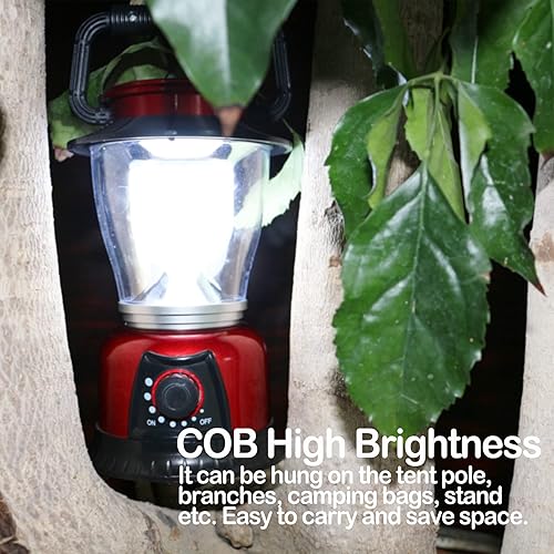 Miniatura 6 de Linterna de campamento alimentada por pilas, luz retro decorativa de potencia variable, brillo ajustable, lámpara de campamento regulable para