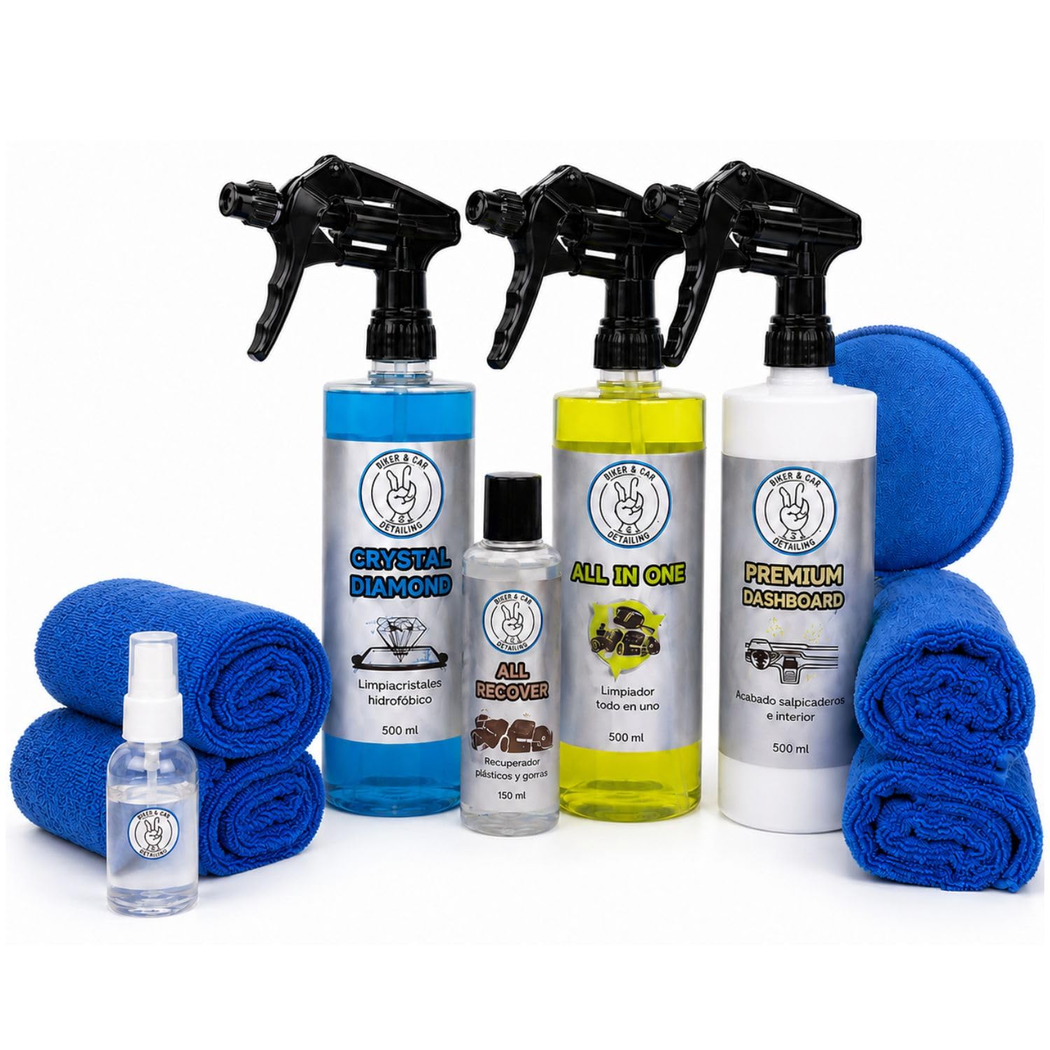 B&C Detailing Pack Interior Premium para Coche, Kit de Limpieza con 11 Piezas, APC, Salpicaderos y Microfibras