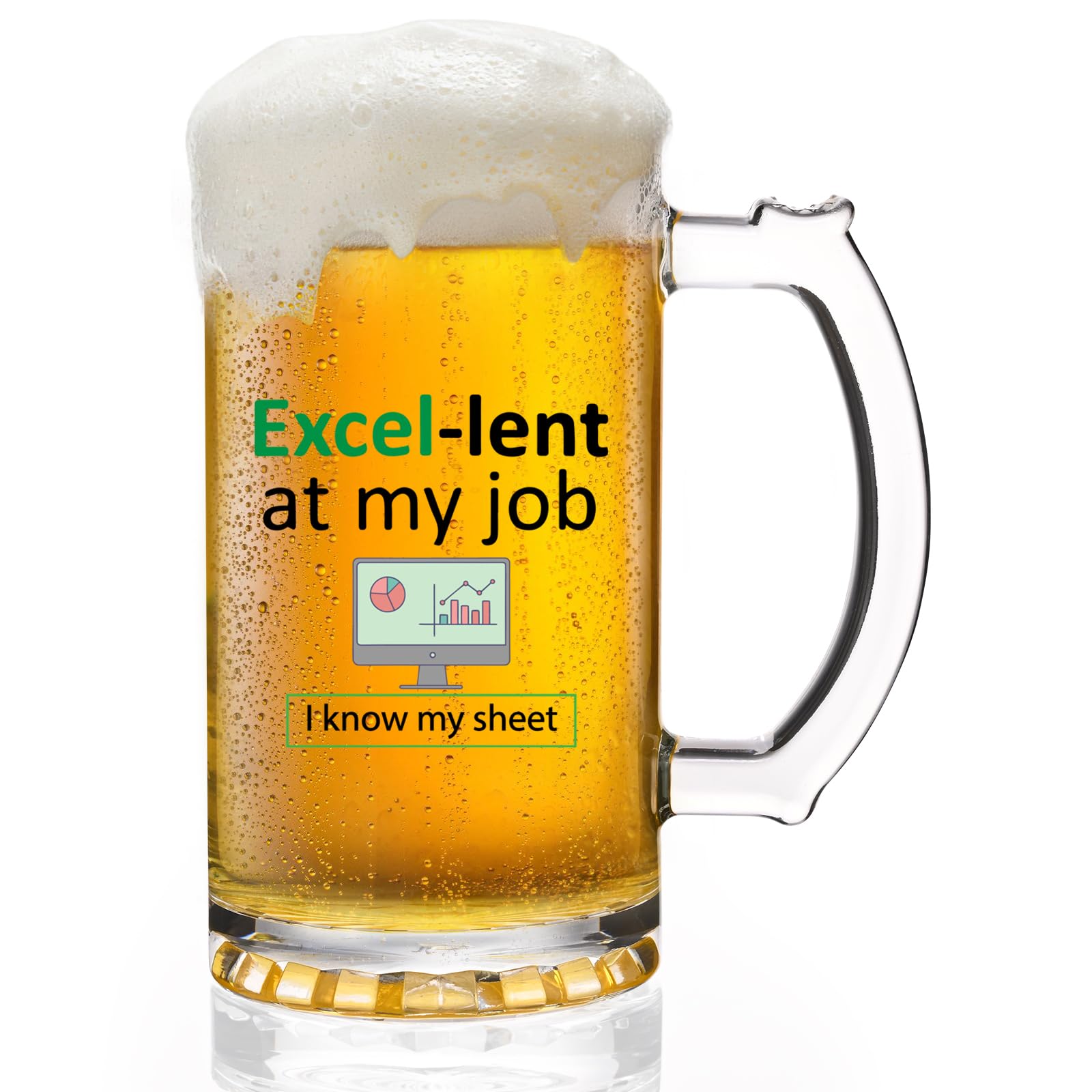 Joymaking Beer Glass Accountant Gifts, Funny Glasses for Work Colleagues, Spreadsheet Gifts 0.5L