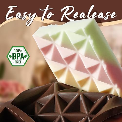 Miniatura 9 de Molde de barra de chocolate, juego de barras de presión de silicona, molde de cera derretida, sin BPA, moldes de vela de soja de fácil liberación,