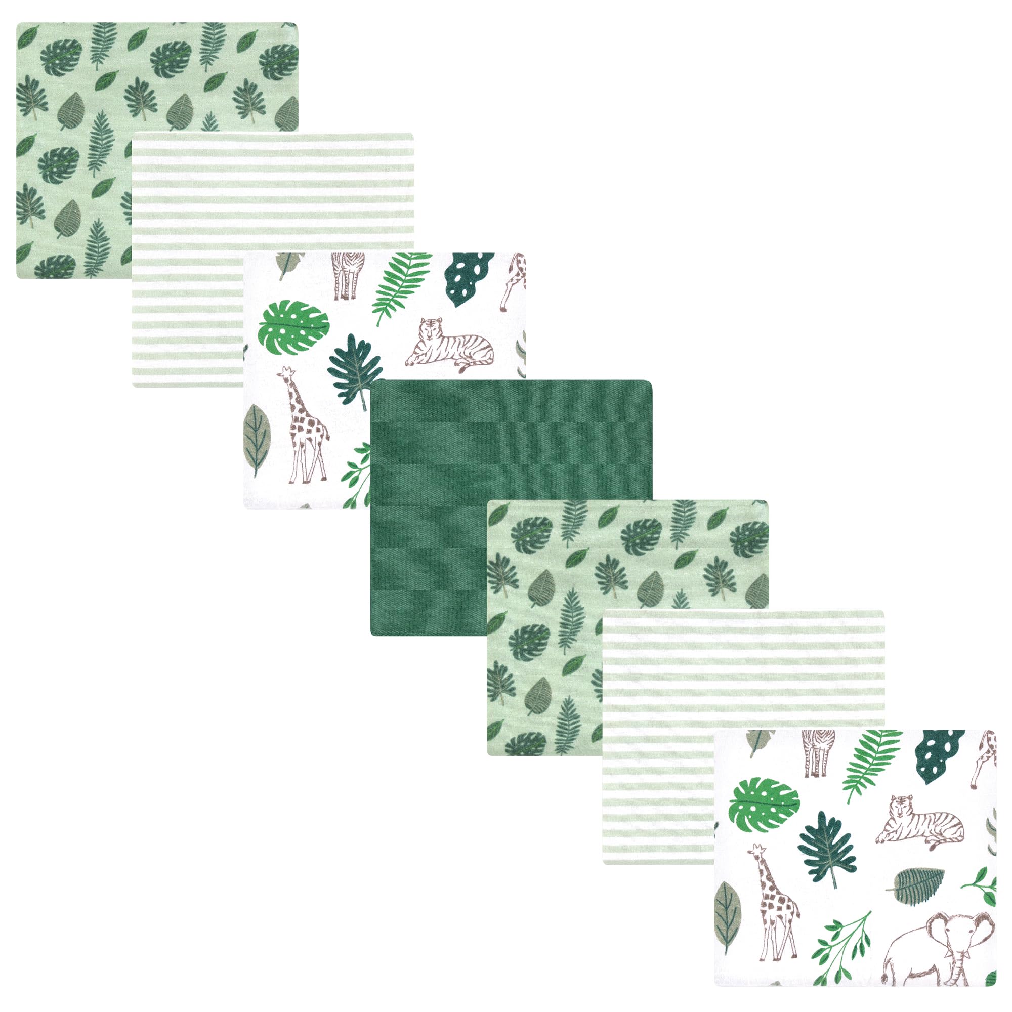 Hudson Baby Unisex Baby Cotton Flannel Receiving Blankets Bundle, Jungle, One Size