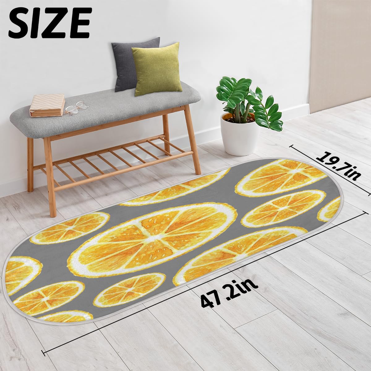 TropicalLife Pomarańczowy owocowy wzór dywanik mata 50 x 120 cm, pomarańczowe długie włosy pogrubione dywaniki do pokoju kuchni domu łazienki wewnątrz antypoślizgowa mata podłogowa dywaniki