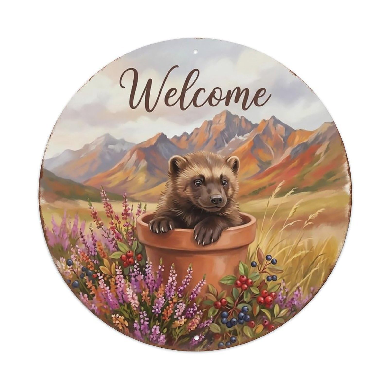 Welcome Wolverine Autumn Valley Metal Tin Sign