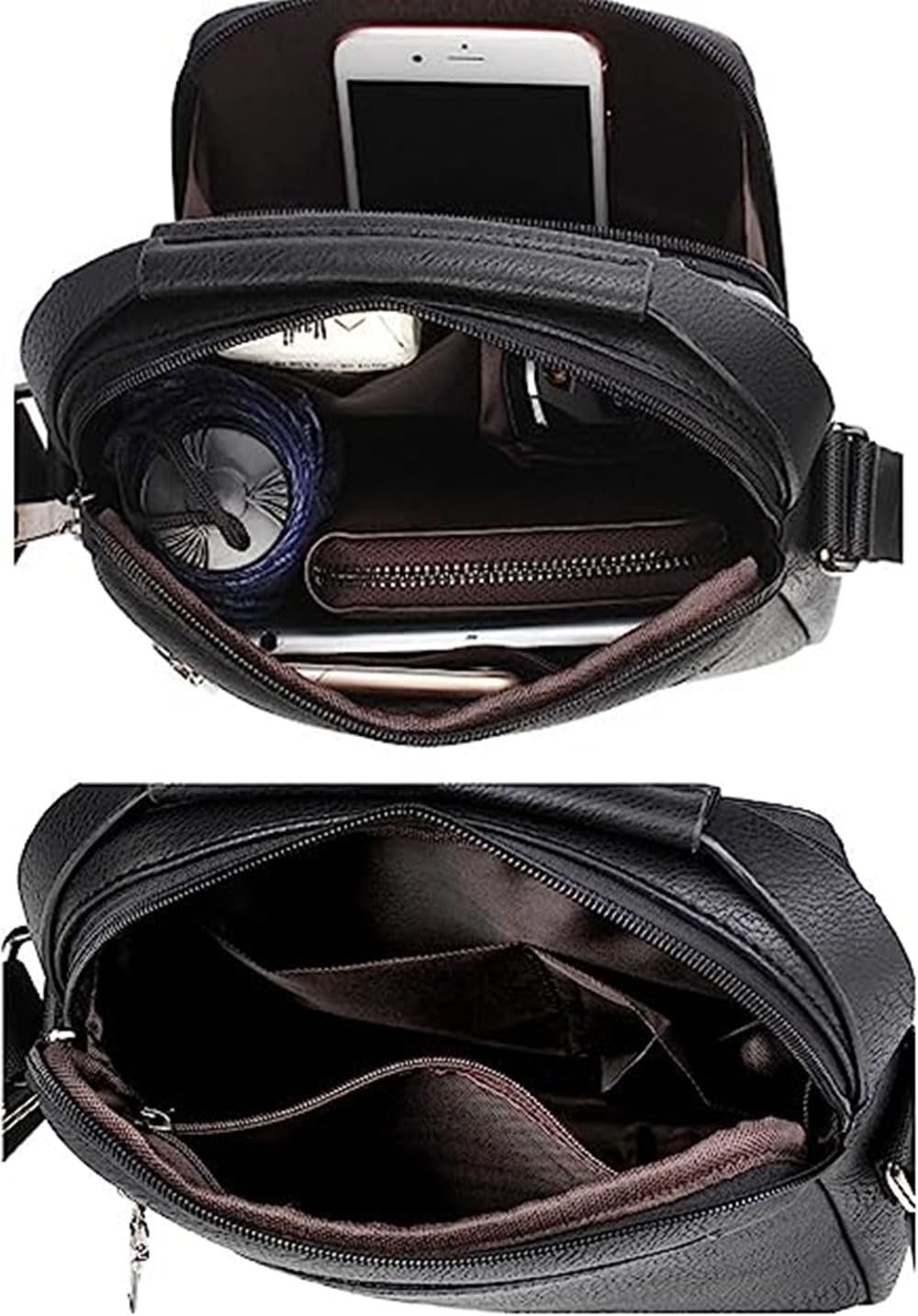 Hjkiopc Borsello Uomo Pelle Tracolla Casual Borsa a Spalla da Uomo Borselli da Lavoro Piccolo Messenger Bag per ufficio,Viaggio,Vita quotidiana, creatività regalo per la festa del papà (C- marrone)