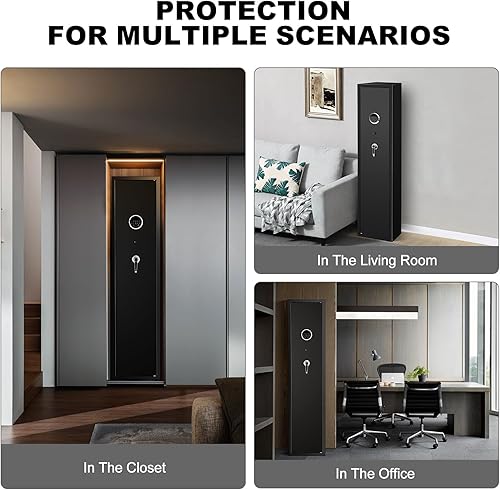 Miniatura 2 de GARDSURE Caja fuerte biométrica para rifle, 5 gabinetes largos (consin alcance), cajas fuertes para armas mejoradas para rifle y pistolas del hogar,