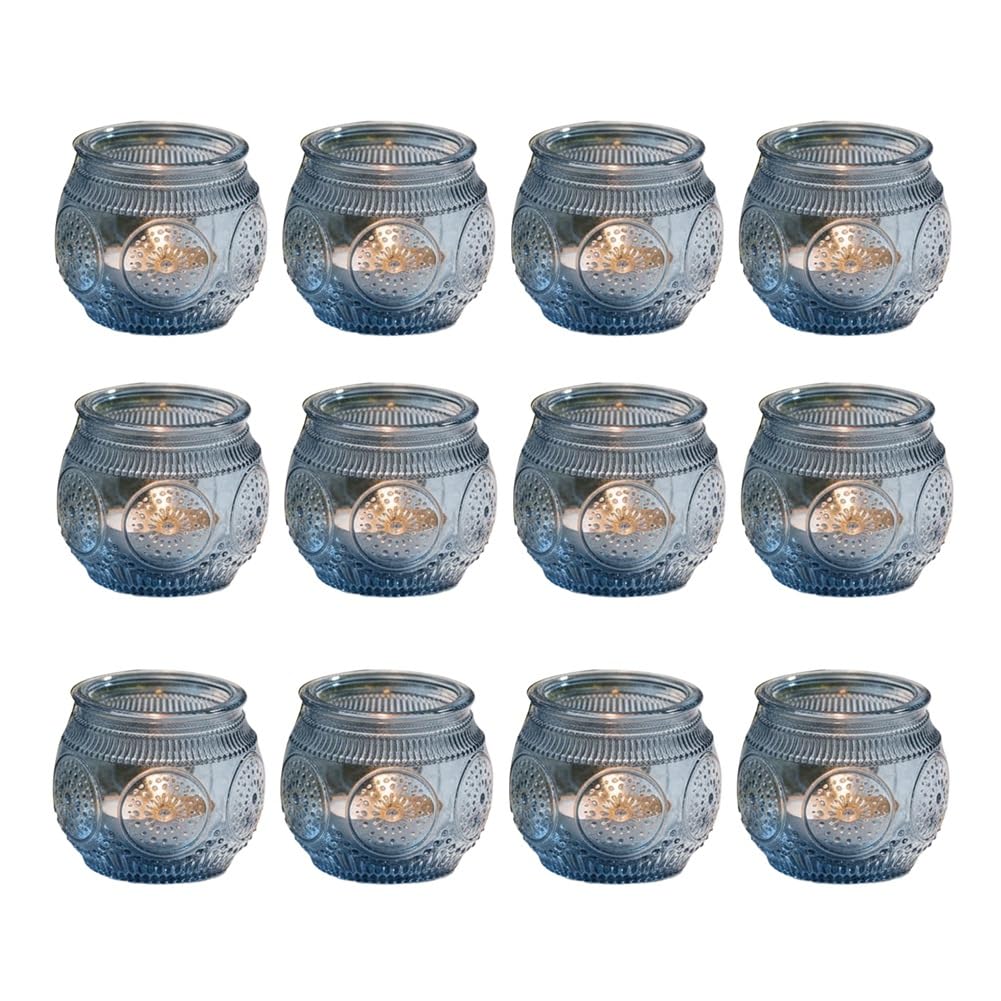 IJSDNVJNDX For Bridal Shower Decorations, 12 Pcs Blue Votive Candle Holders, Blue for Wedding Table Centerpiece Candles