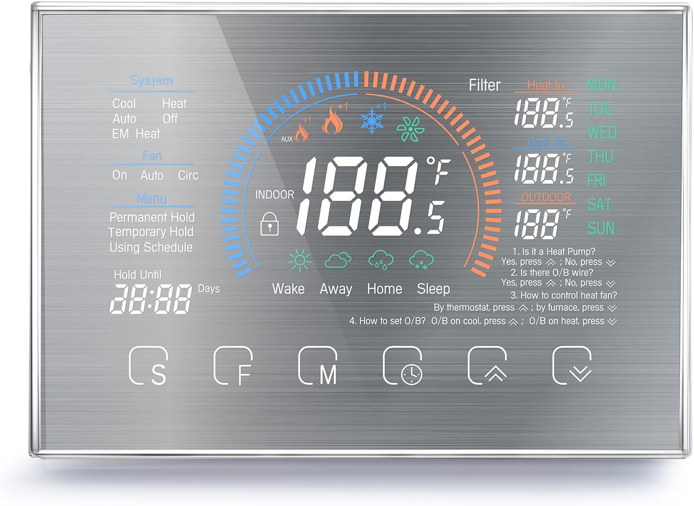 Smart thermostats, Heat Pump Room Thermostat Temperature Controller 4.8 Inch Color LCD Screen Programmable Touch Control for Home Office Hotel Smart thermostats, Heat Pump Room Thermostat Temperature Controller 4.8 Inch Color LCD Screen Programmable Touch Control for Home Office Hotel