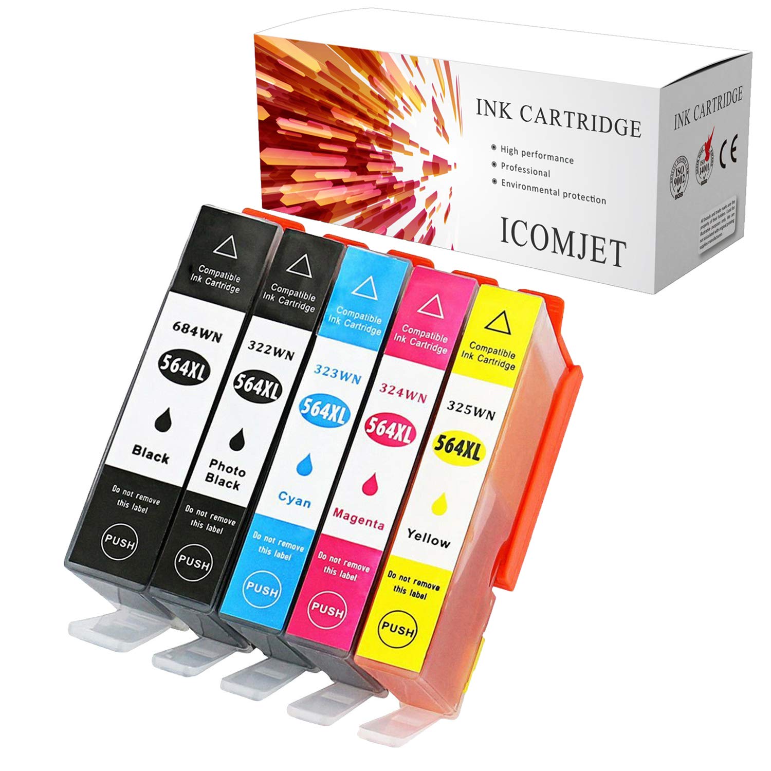 Compatible Ink Cartridge Replacement for HP 564 564XL Use for HP Photosmart 6510 5510 7510 7515 7520 7525 B8500 B8550 C510 C5370 C5580 C6300 C6350 D5460 D7560 Premium C310 C309A C410 (5pack)