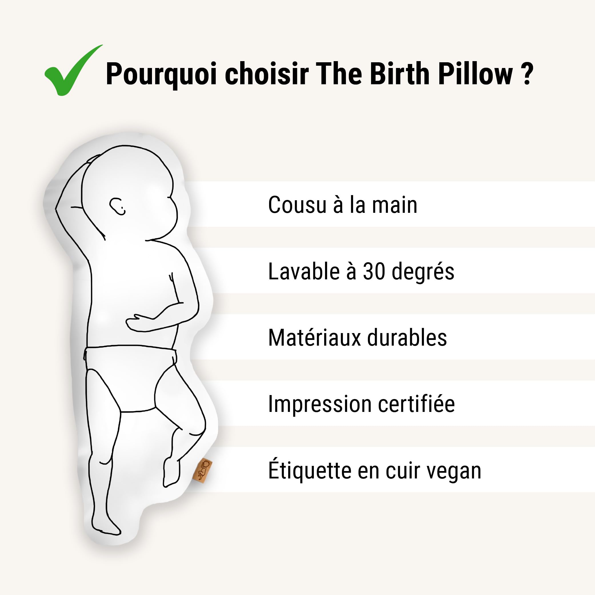 The Birth Pillow Coussin de Naissance personnalisé à l’échelle 1:1 | avec prénom pour Nouveau-nés | Souvenirs en Taille réelle garçons Filles (Original, sans Poids, Classy Three)