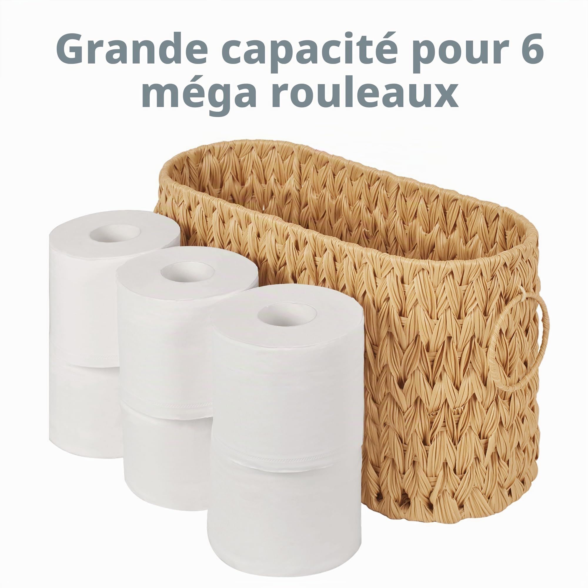 GRANNY SAYS Panier de Rangement pour Papier Toilette, Panier Rangement pour 6 méga Rouleaux, Porte-Papier Toilette pour Accessoires de Salle de Bain, Porte-revues et Porte-journaux sur Pied - Jaune