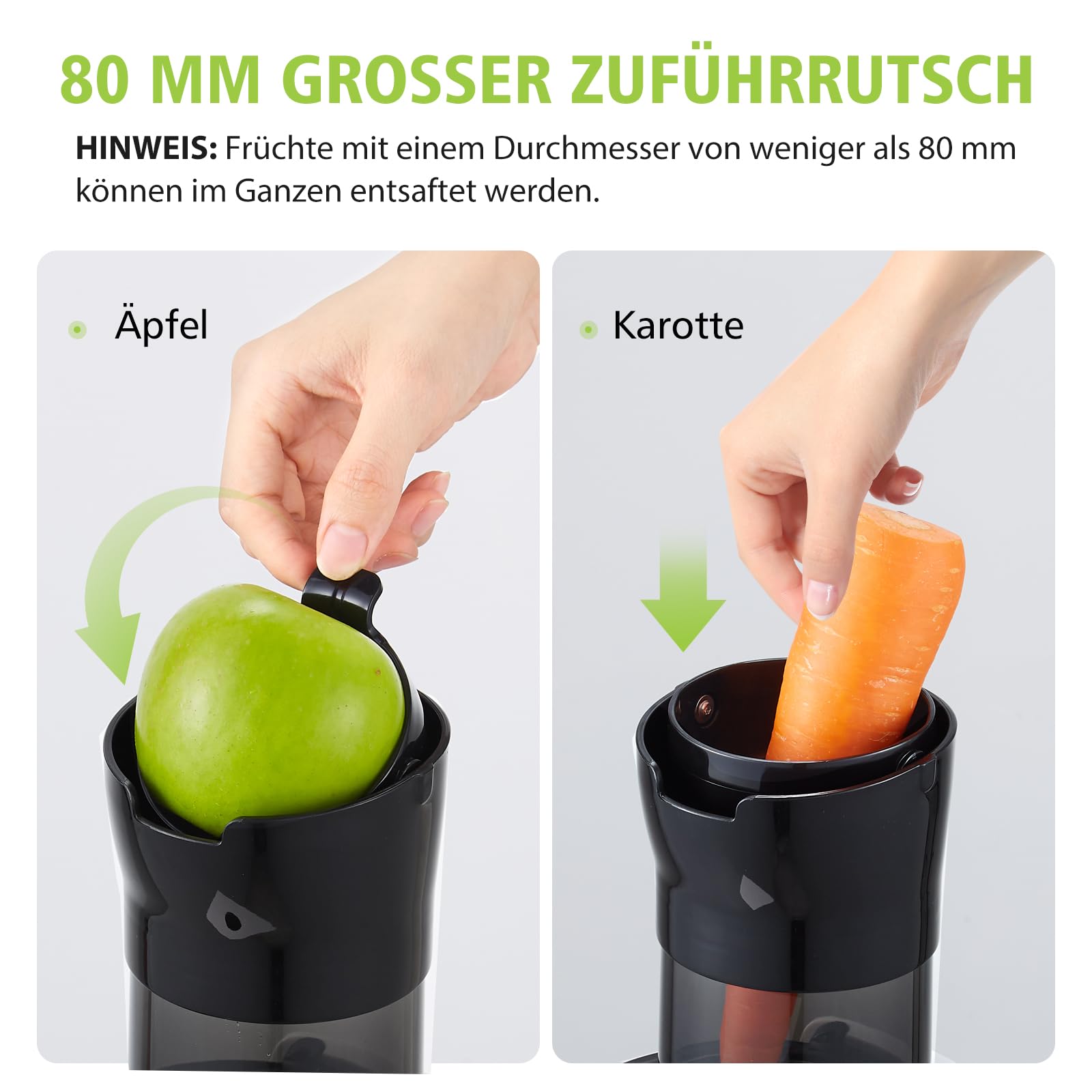 Aobosi 200 W Entsafter für Obst und Gemüse mit Umkehrfunktion und zwei Filtergrößen - Entsafter mit intelligentem Chip - Zitruspresse schwarz