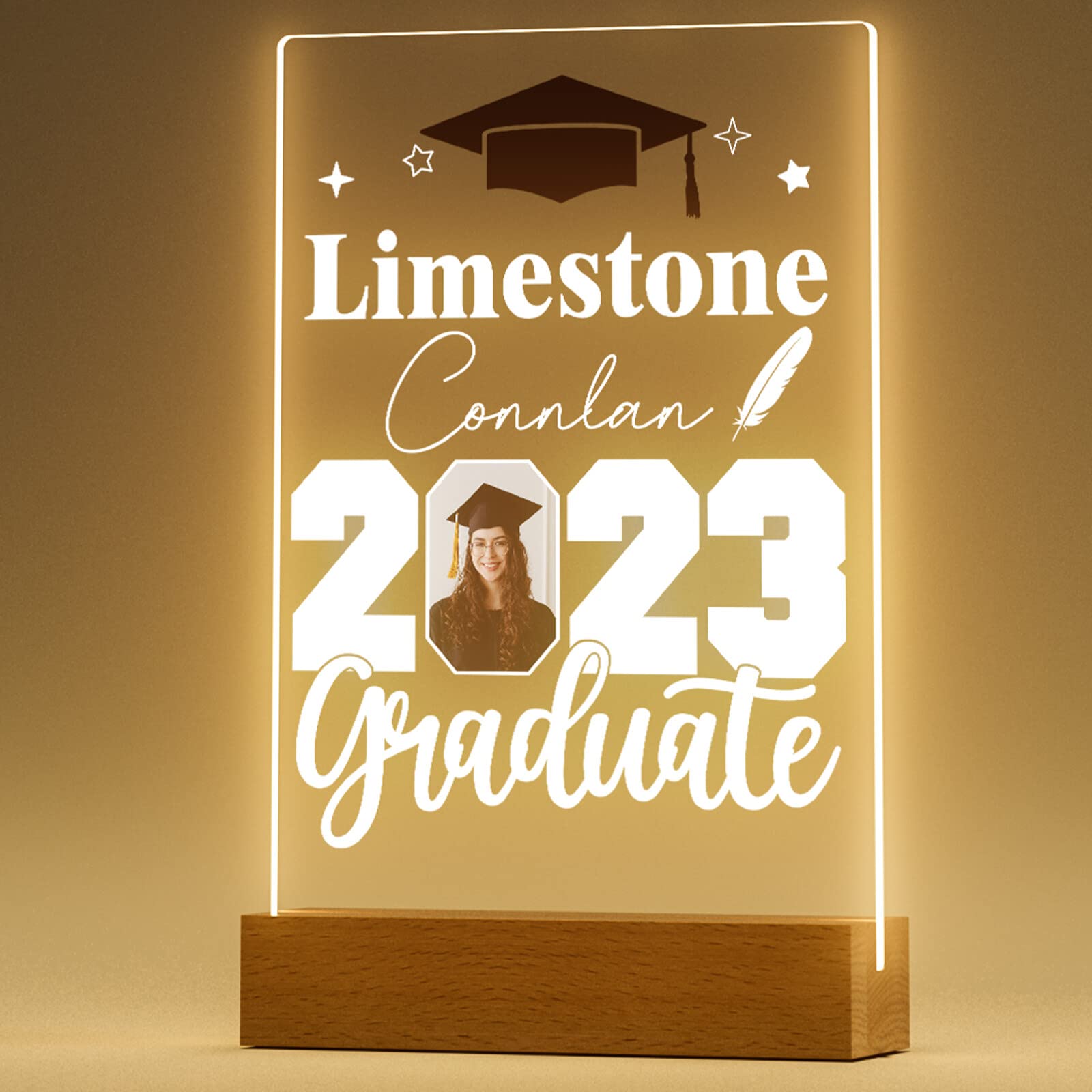 Personalised Graduation Gifts with Picture - Custom Night Lamp with Photo Name School, 2023 Graduation Gifts, Graduation Gifts for Her, Class of 2023 Graduation Gifts for Him, Gifts for Graduate