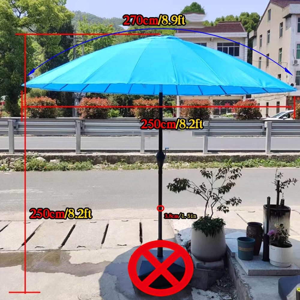Shanghai Sonnenschirm 250 cm Kippbarer Marktschirm Mit Handkurbel Gartenschirm UV-Schutz Terrassenschirm 24 Rippen Balkonschirm(Beige)