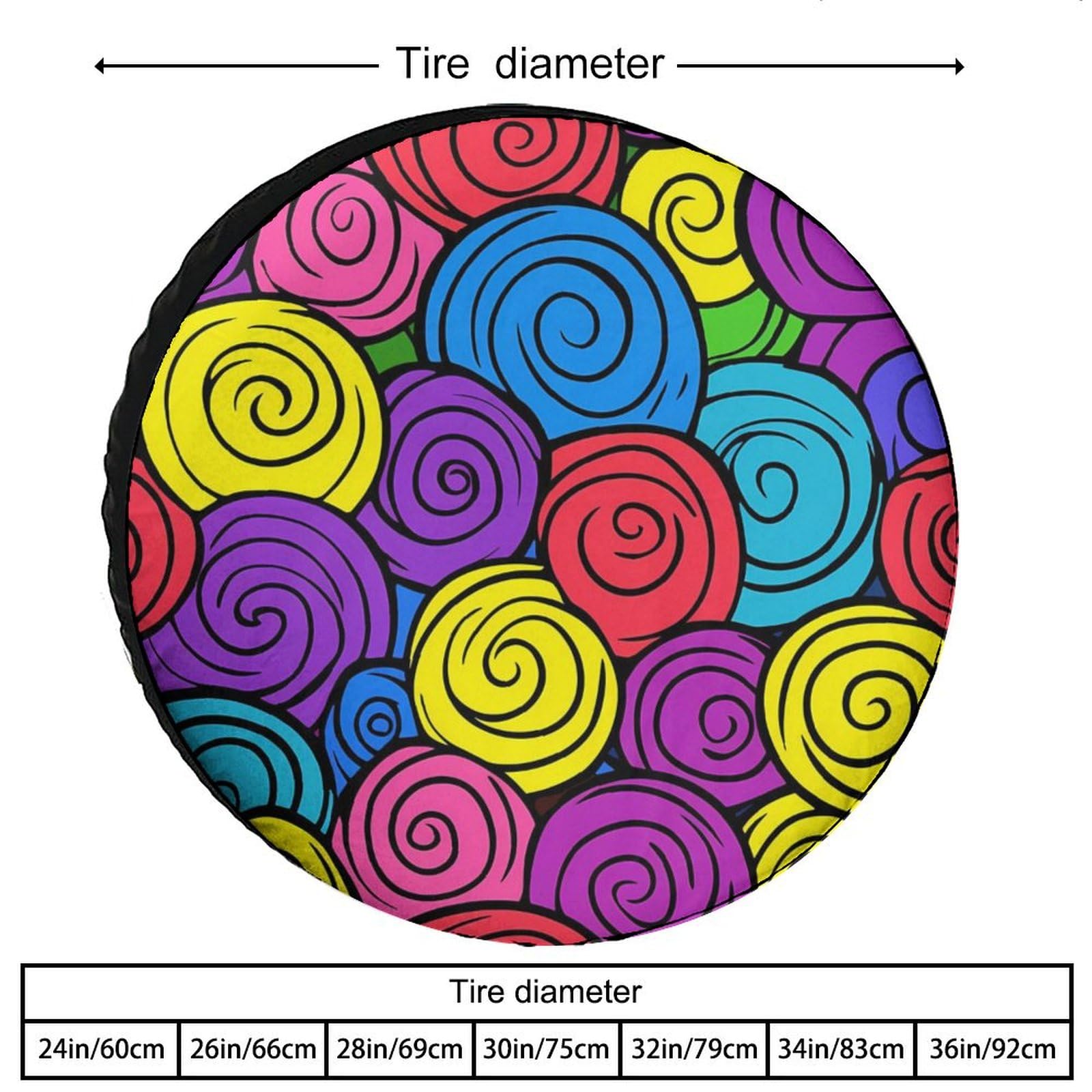 Colorful Spirals Spare Tire Cover Oxford Waterproof Wheel Protectors Universal Car Accessories 26inch