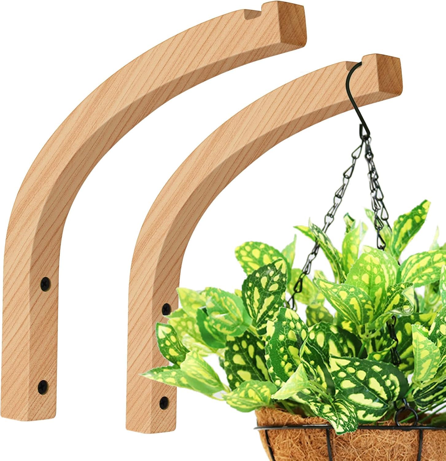 Wooden Wall Hooks, Plant Hangers Indoor, 8-Inch Wall Mounted Hanging Plant Hooks for Planters, Lanterns, Flower Bracket, Wind Chimes, Decoration Hooks (2 Pack)-image-49