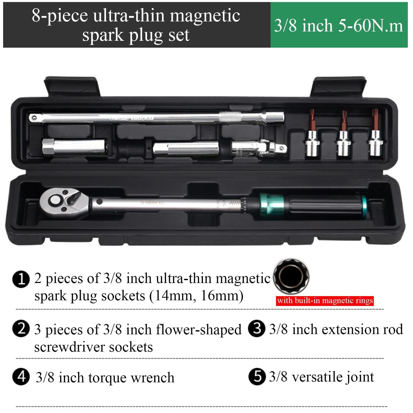Magnetisches Zündkerzensteckschlüssel-Set, drehbares Zündkerzenschlüssel