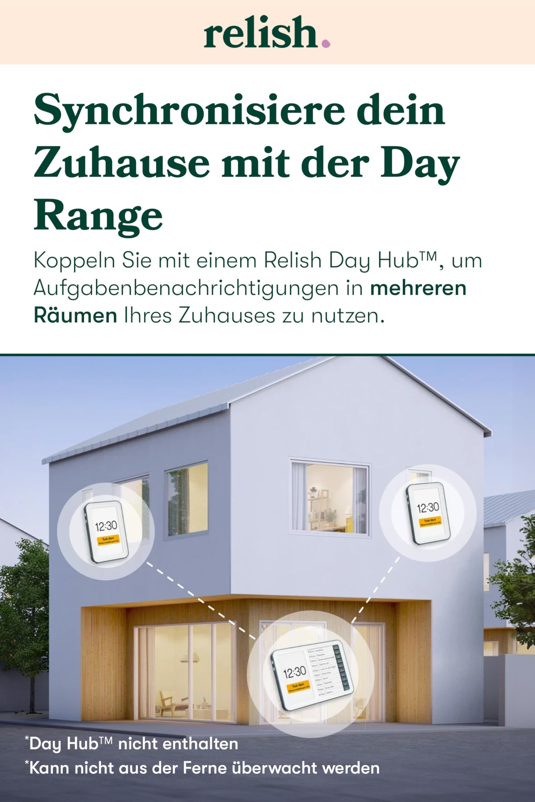 Relish - Demenzuhr Day Connect, Digitale Kalenderuhr mit Tag, Datum und Uhrzeit, großes übersichtliches Display, personalisierte Optionen