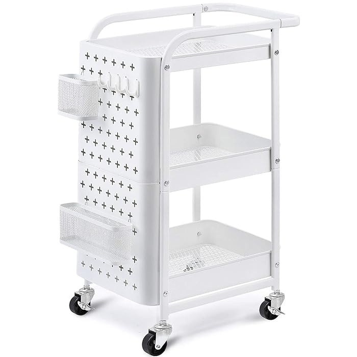 Buy KINGRACK 3Tier Storage Rolling Cart, Metal Utility Cart with