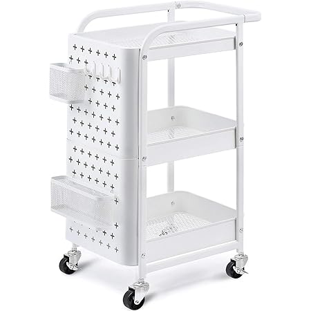 Kingrack Opslag Trolley kar, 3 Tier Rolling Cart, Multifunctionele Opslag Organisator, Organizer Trolley met Handvatten, Utility Cart met Lock Wielen, Serving Trolley voor Thuis, Kantoor, Keuken, Badkamer