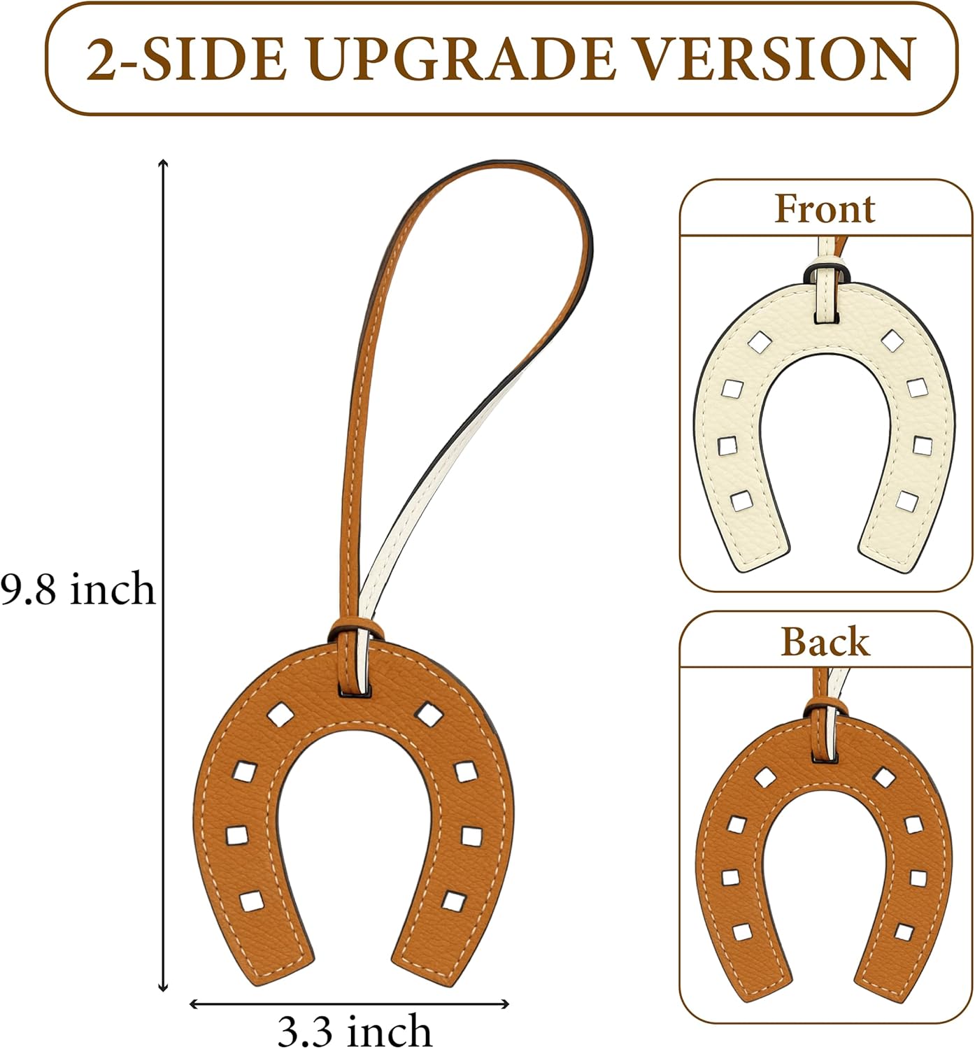 Lucky Leather Horseshoe Keychain Bag Charm, Western Purse Accessory for Handbag Wallet Backpack, Gift for Women - Image 3