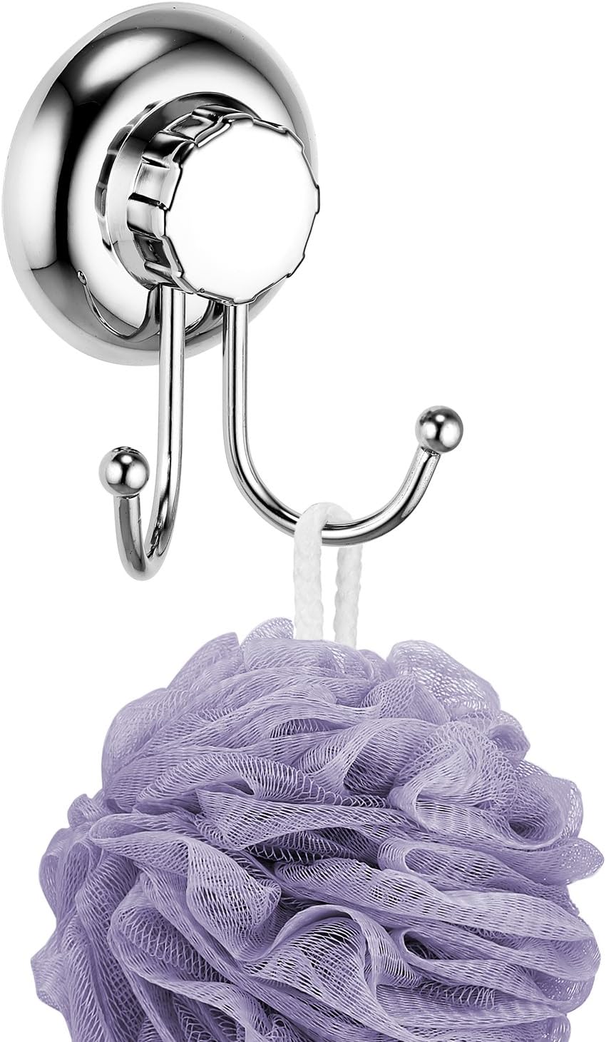 No-Drilling/Suction Cup Double Robe Hook - Vaccum System - Stainless Steel Never Rust - for Bathroom & Kitchen