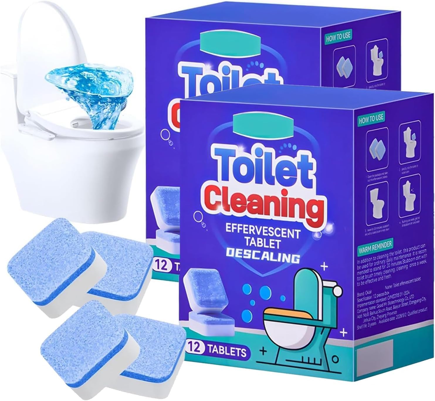 24pcs-Toilet Bowl Cleaners,Automatic Toilet Bowl Cleaners,Effervescent Toilet Cleaners,Interior Cleaning Fizz Pellet, Effervescent Cleaners Tablets