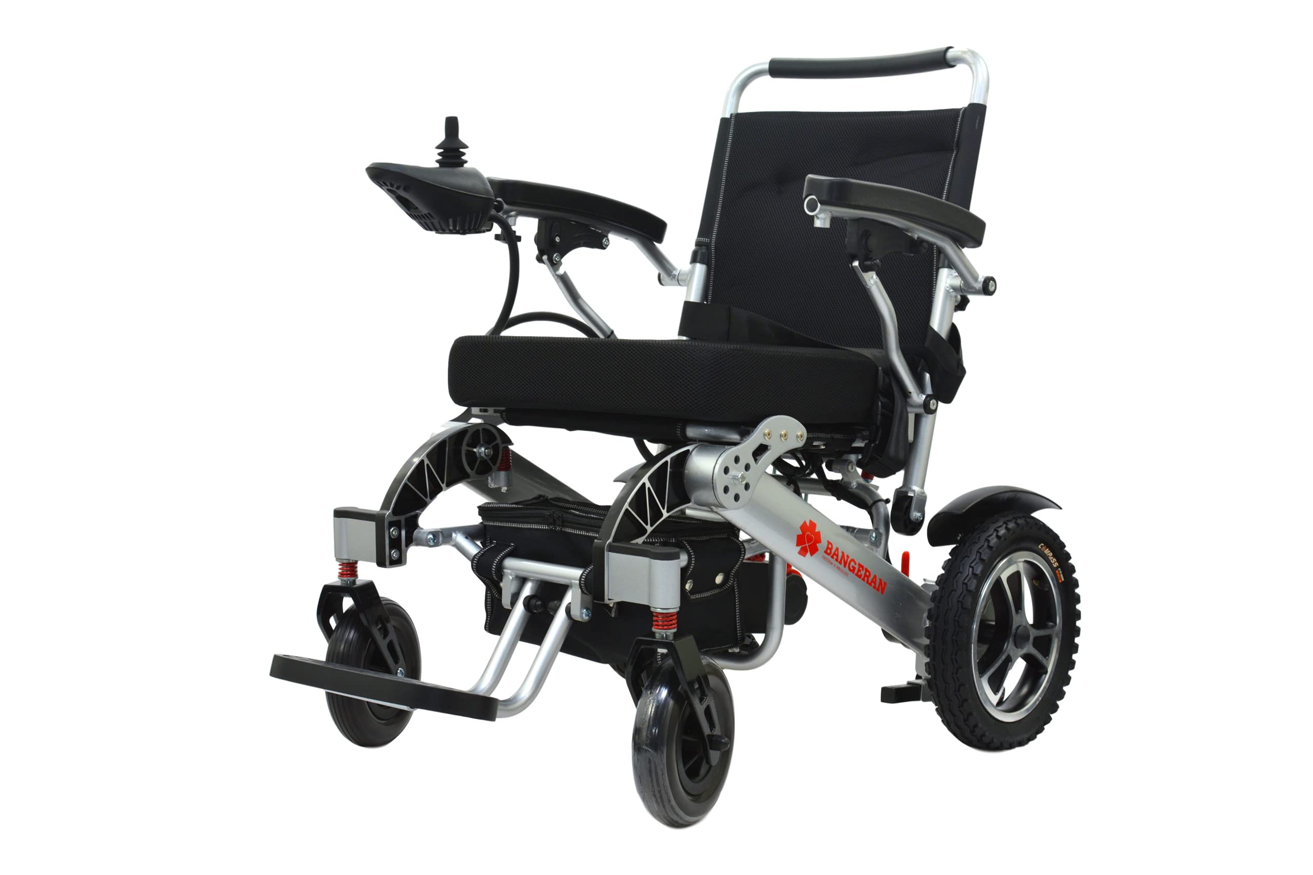 Bangeran Electric Wheelchair Folding Lightweight 50 lbs with Batteries Heavy Duty Supports 360