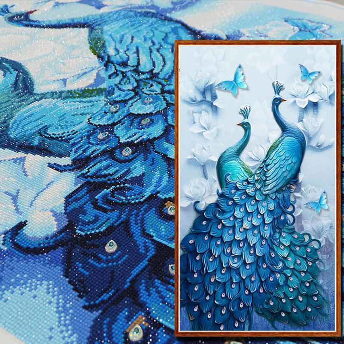 Instarry Kit Diamond Painting 5D: Grande Quadro Da 80x45 Cm Con Pavone E Farfalla, Tela HD, Diamanti Rotondi, Completo Di Strumenti - 5
