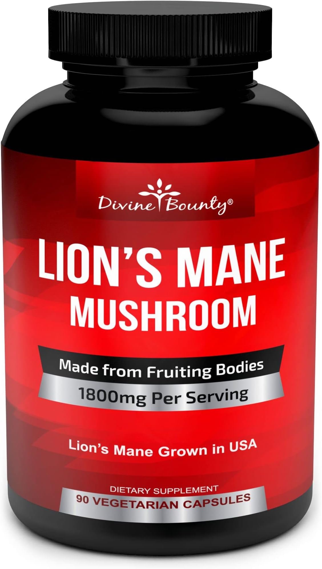 Lions Mane Mushroom Capsules - 1800mg Lion's Mane Mushroom Per Serving - Non-GMO Nootropic Brain & Immune Support - 90 Vegetarian Caps