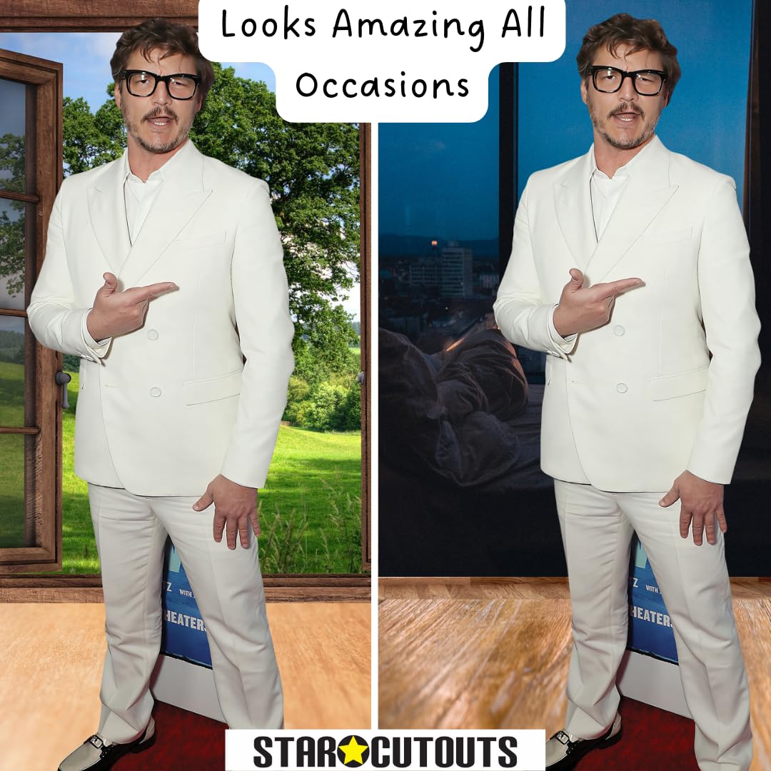 Star Cutouts CS1066 Pedro Pascal biały garnitur Lifesize kartonowe wycięcie z mini