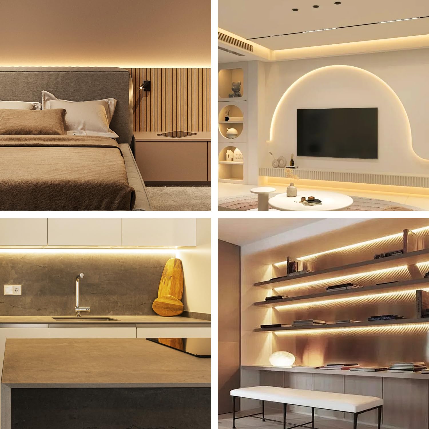 Cob striscia LED 15 m, controllo app, con telecomando, striscia LED flessibile dimmerabile, DC24 V, 3000 K, luce bianca calda, utilizzabile per camera da letto, stanza, decorazione fai da te