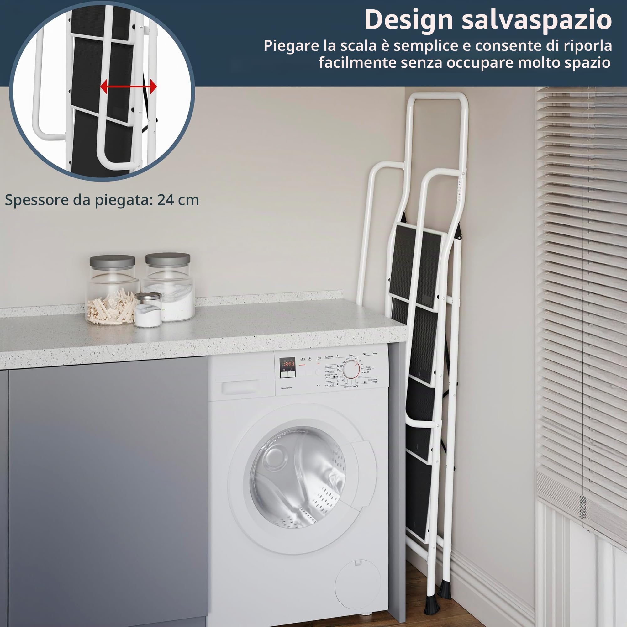 Home Vida Scala a 4 Gradini con Corrimano di Sicurezza Pieghevole di Sicurezza Antiscivolo Matt Safe Heavy Duty