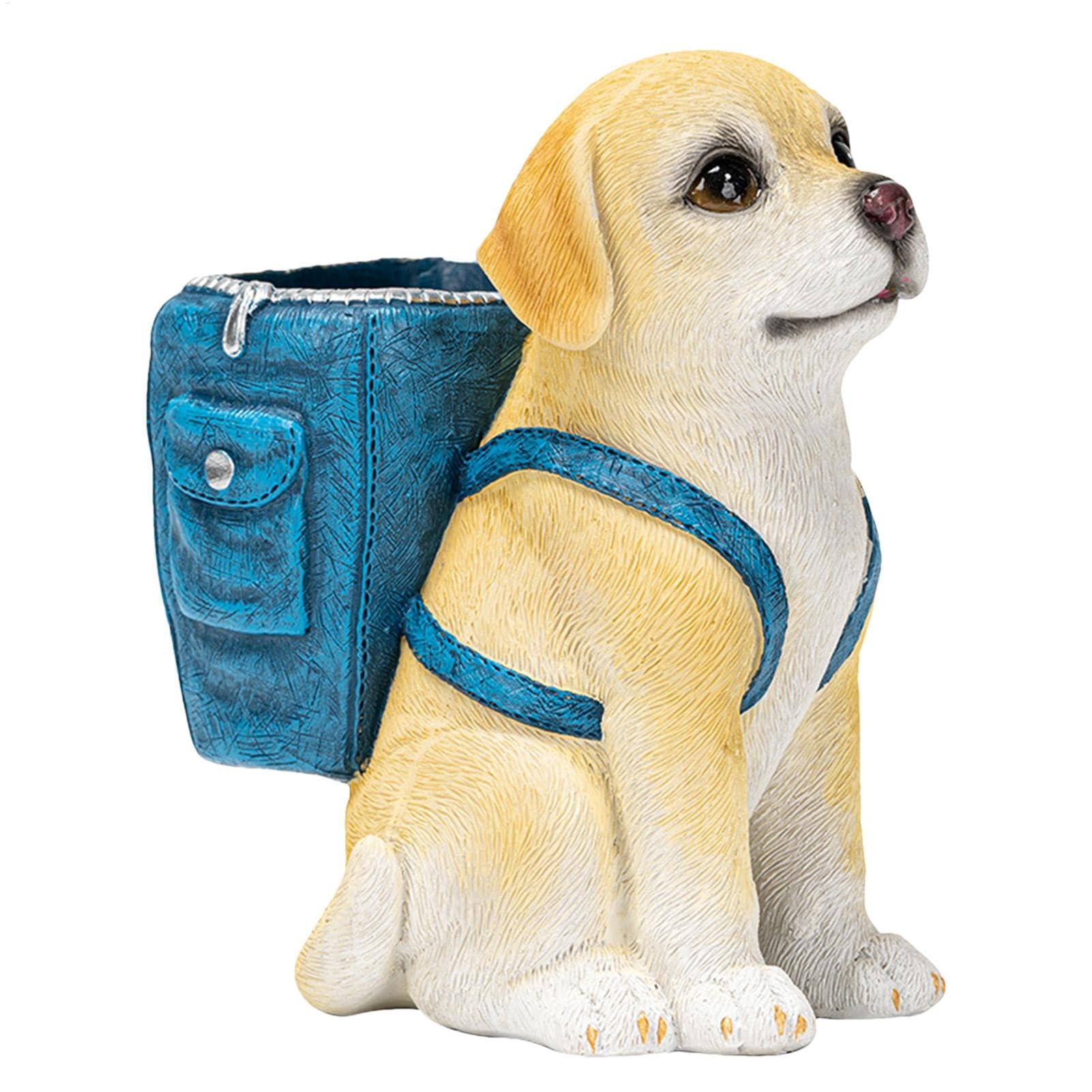 Porte-stylo de bureau pour chien en résine | Organisateur de crayons et statue décorative