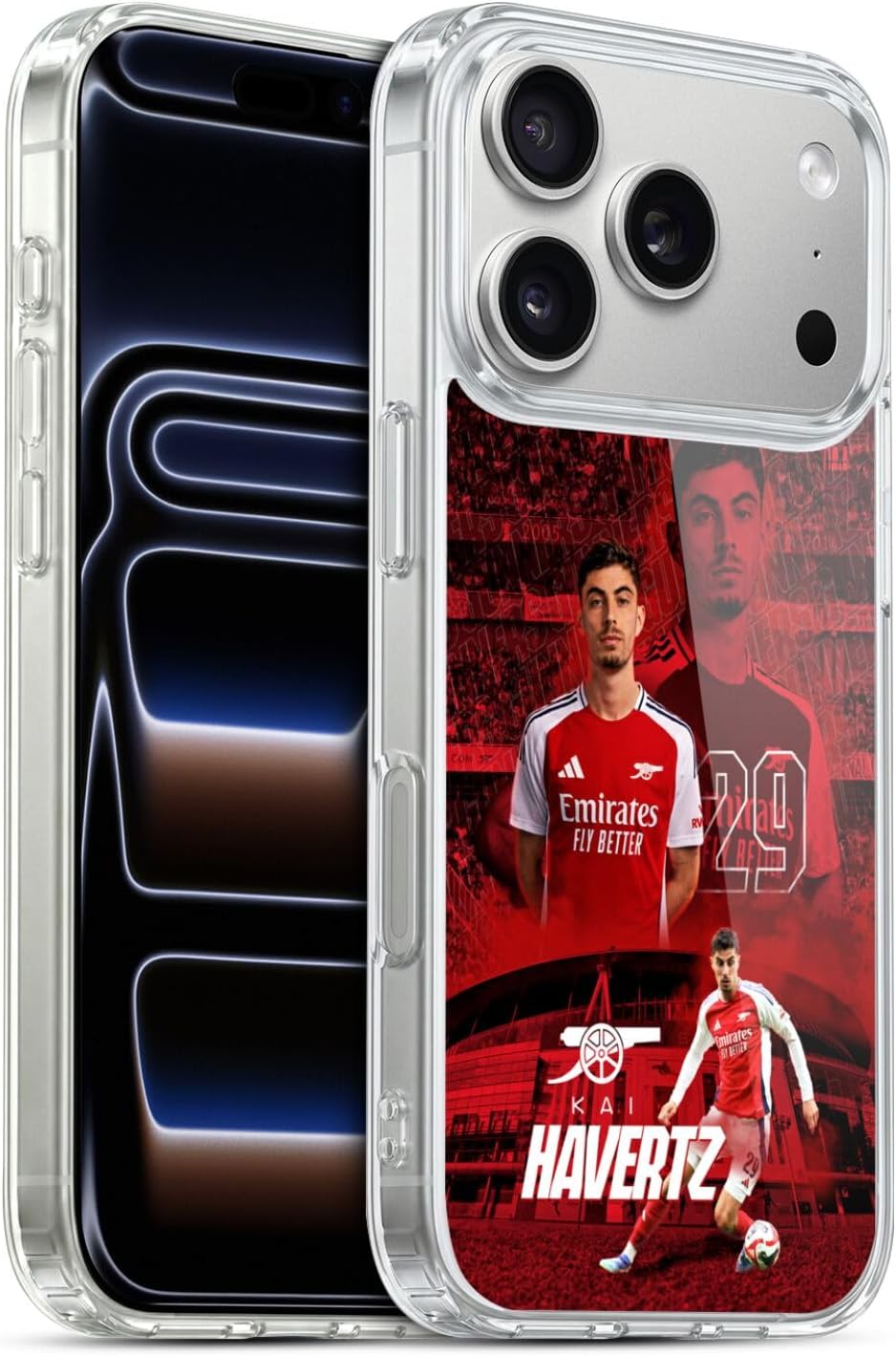 Head Case Designs Officially Licensed Arsenal FC Kai Havertz 2024/25 First Team Gel Case [Military Grade Protection] Compatible with Apple iPhone 17 Pro