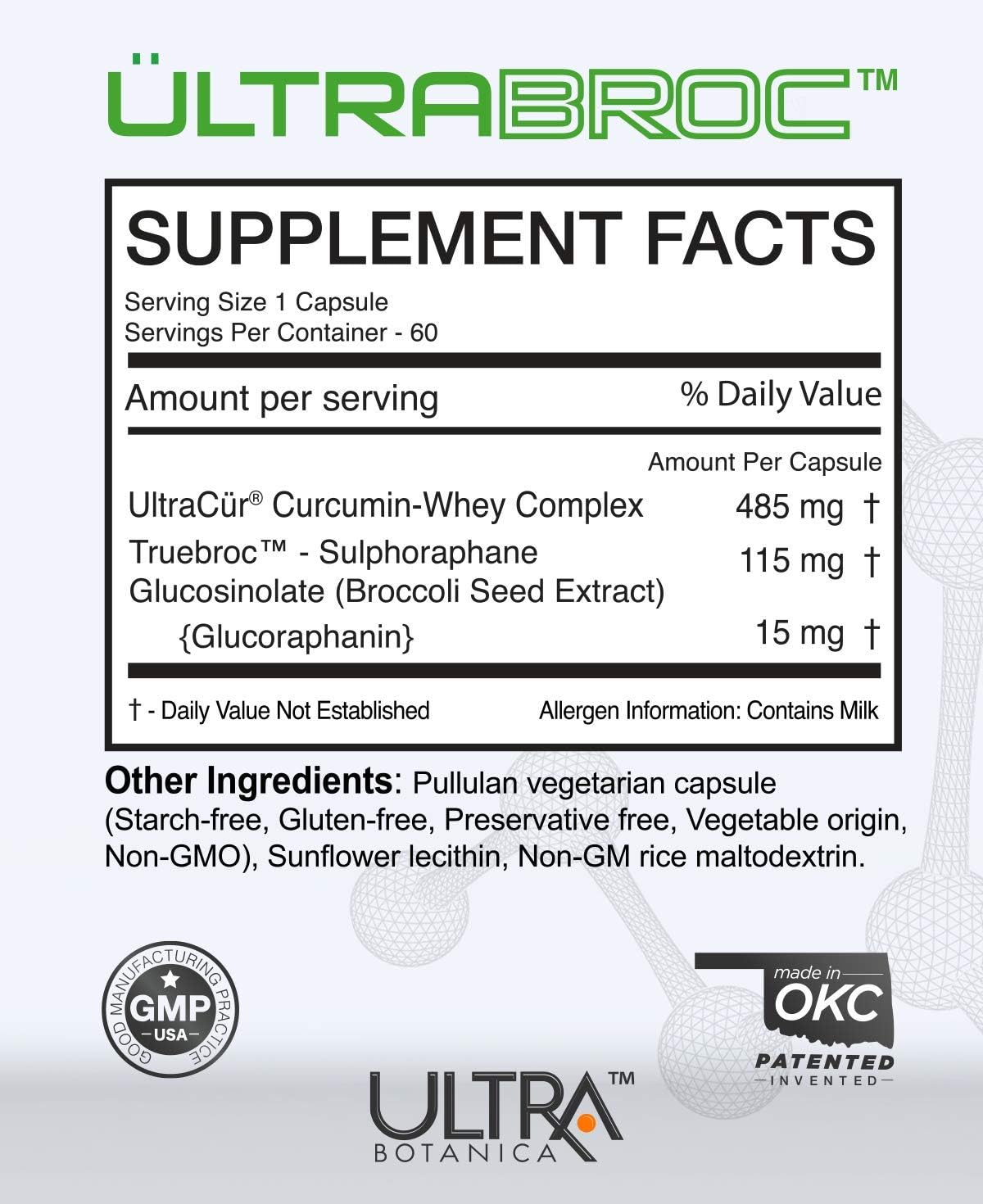 UltraCur Detoxification Supplement | Broccoli Seed Extract & Protisorb Curcumin, Sulforaphane Glucoraphanin, Liver Support, Antioxidant Supplement, Fast Absorption | 60 Veg Capsules