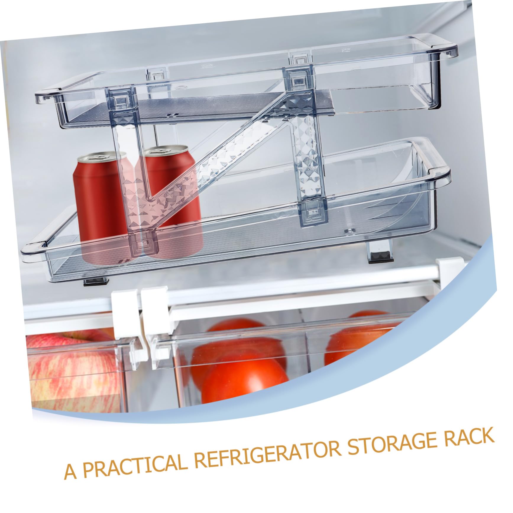 COLLBATH Soda Can Holder Organizer for Refrigerator Double Tier Beverage Dispenser Rack Transparent Design Versatile Drink Storage for Kitchen Office Bar and More Space-saving Fridge
