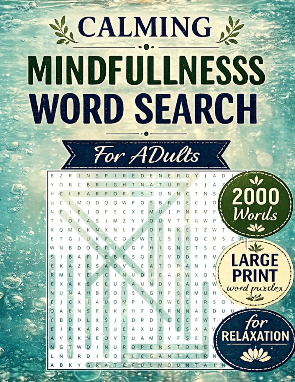 Large Print Word Search Puzzles: Calming Mindfulness 2000 Words for Adults Relaxation