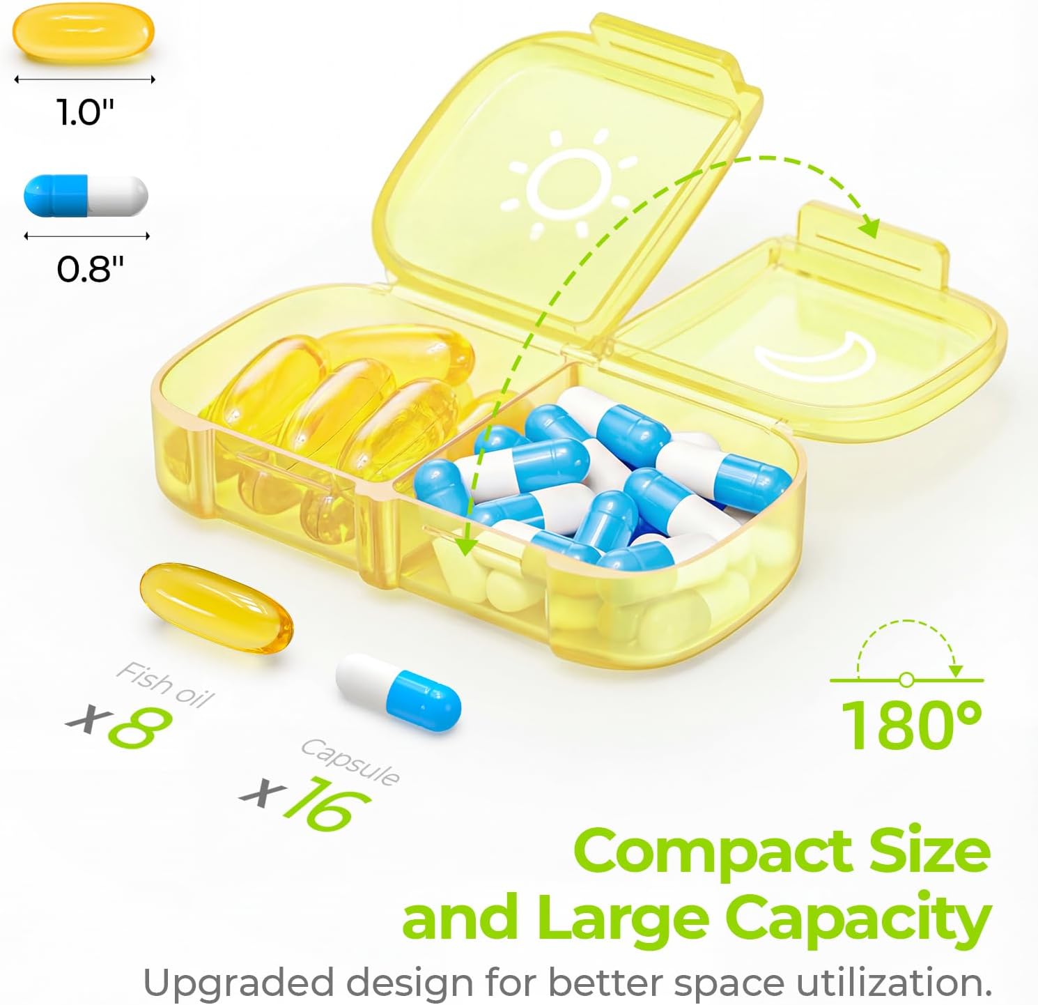 AUVON Weekly Pill Organizer 2 Times a Day, One-Sided Opening, Easy to Use image 2