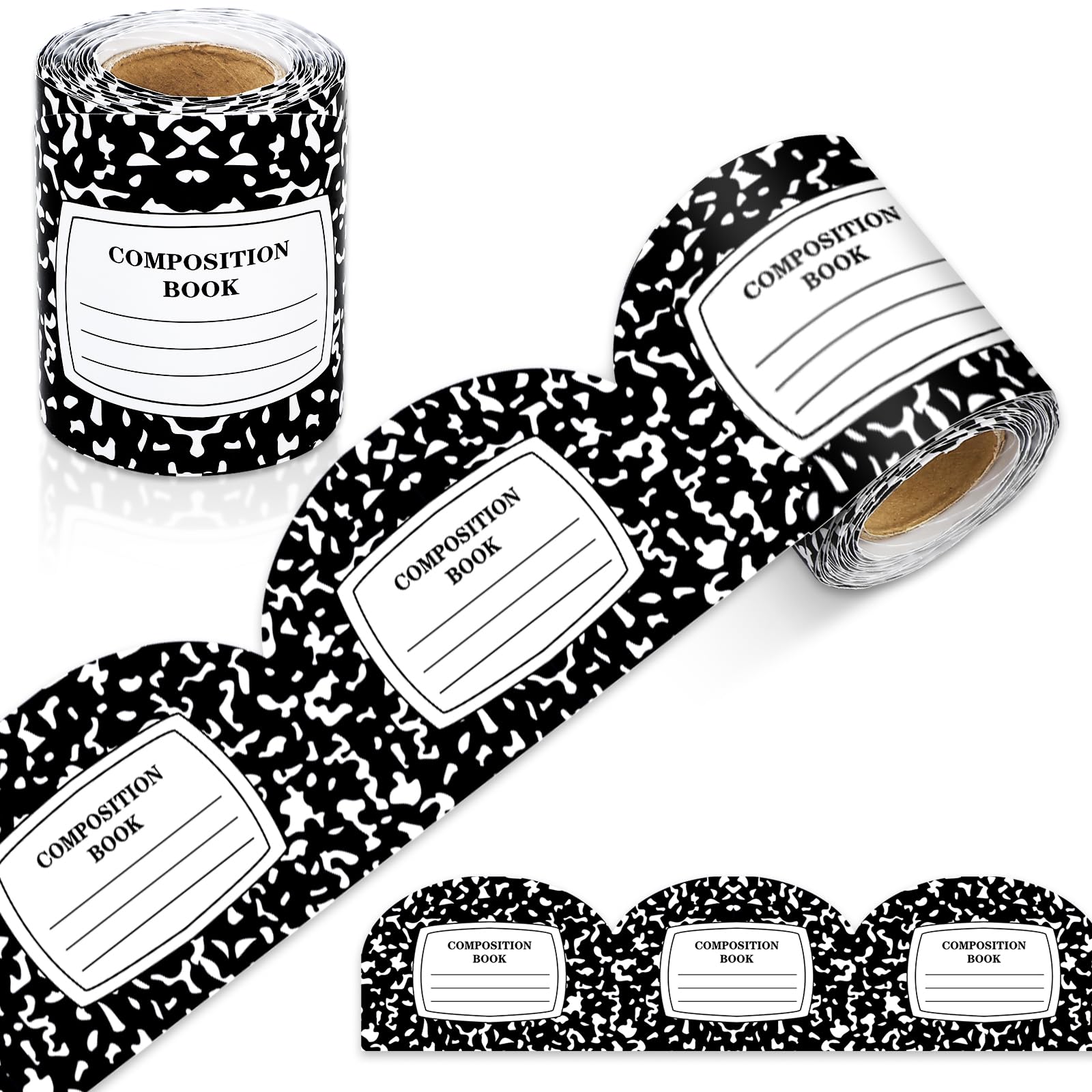 Bordure de tableau d'affichage Whaline noir et blanc 10m pour deco ecole