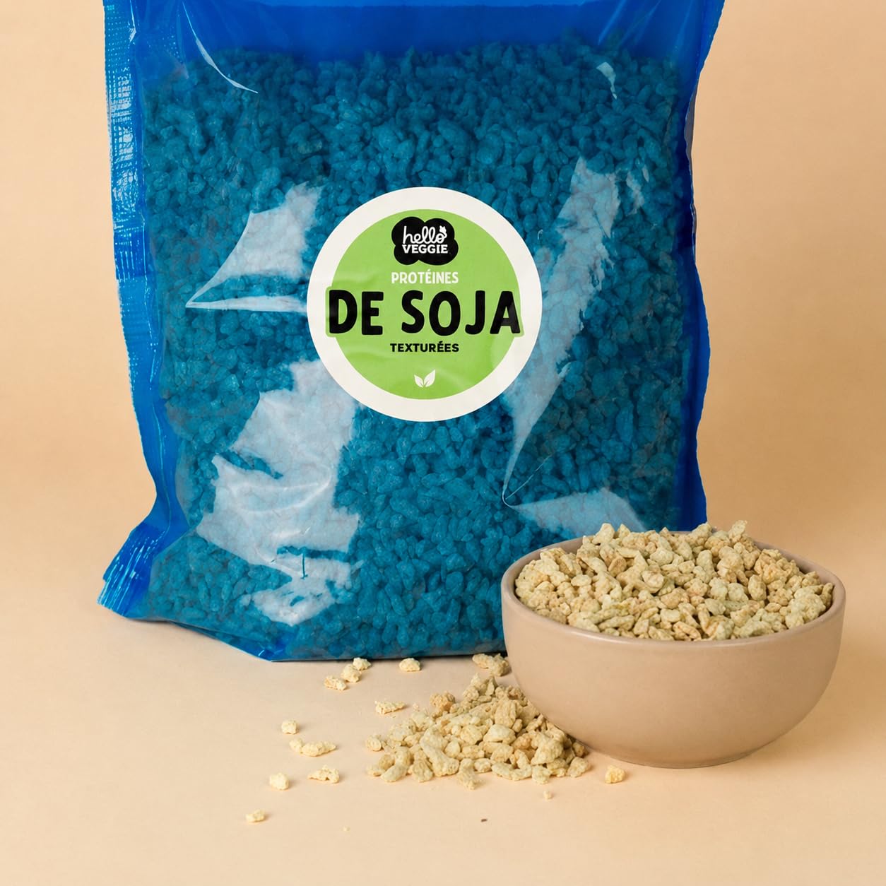 Protéines de Soja Texturées 2 kg - Petits Morceaux - Soja Français - Sans OGM - Riches en Protéines Végétales - Alternative Vegan à la Viande - Hello Veggie