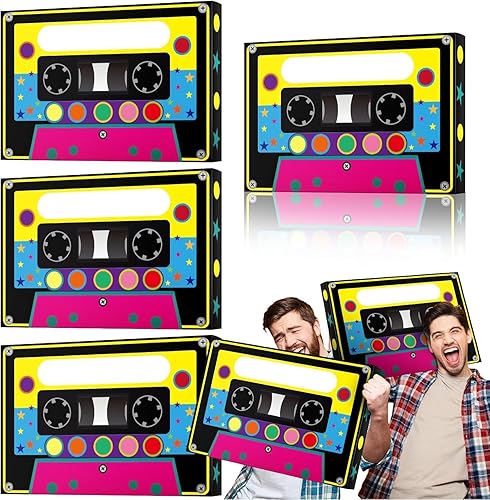 KLAMZWJE 80s 90s Party Favor Boxes,Novelty Boom Box Party Decoration Gift Table Centerpieces Decor for Retro 1980s 1990s Theme Birthday Neon Disco