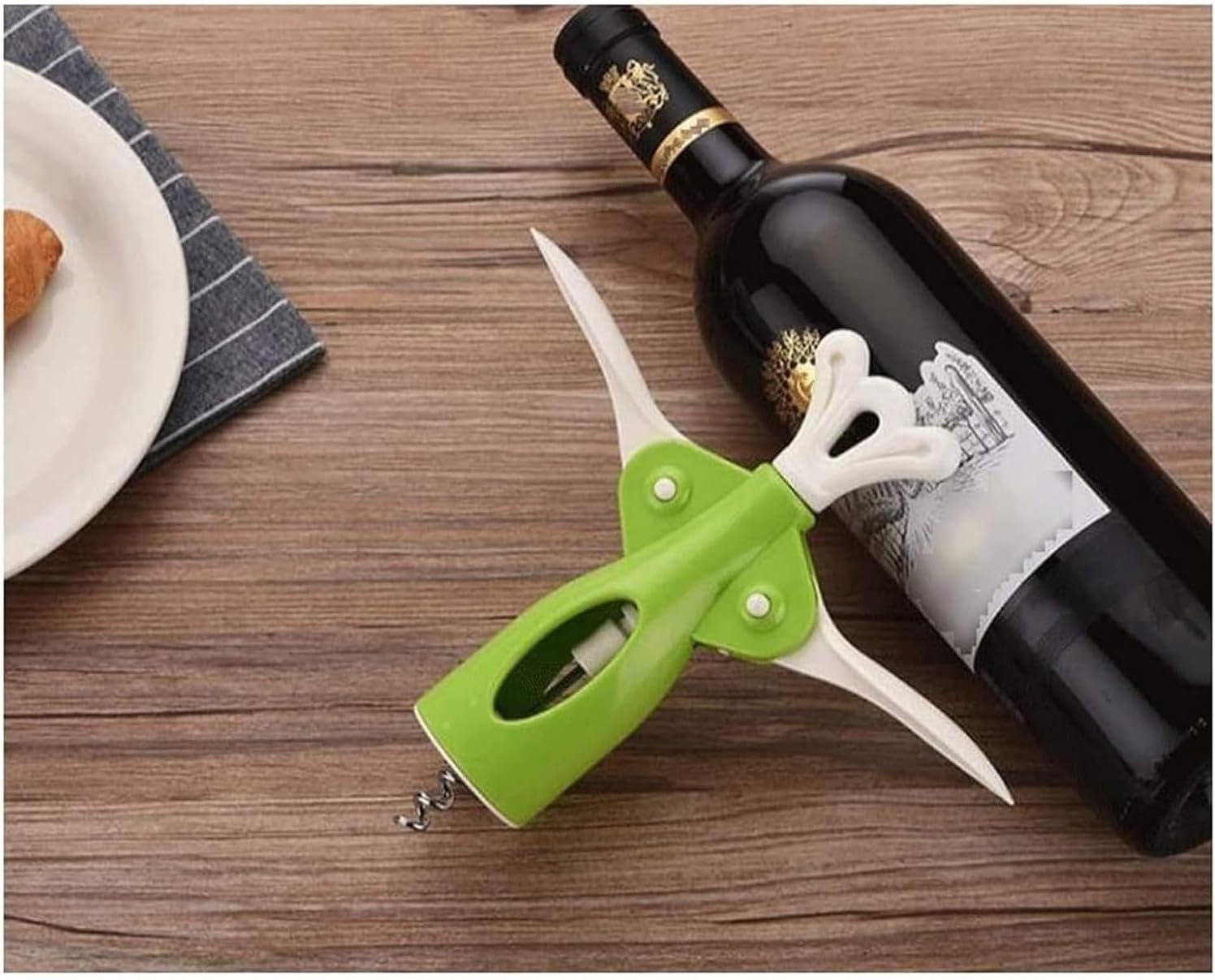 Wing Corkscrew for Red Wine Beer, Wine Opener, Waiters Corkscrew Cork and Beer Cap Bottles Opener Remover