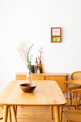 Miniatura 7 de Reloj de pared con péndulo, reloj de escritorio japonés hecho a mano con madera maciza de haya, roble y nogal, sin tictac, funciona con pilas,