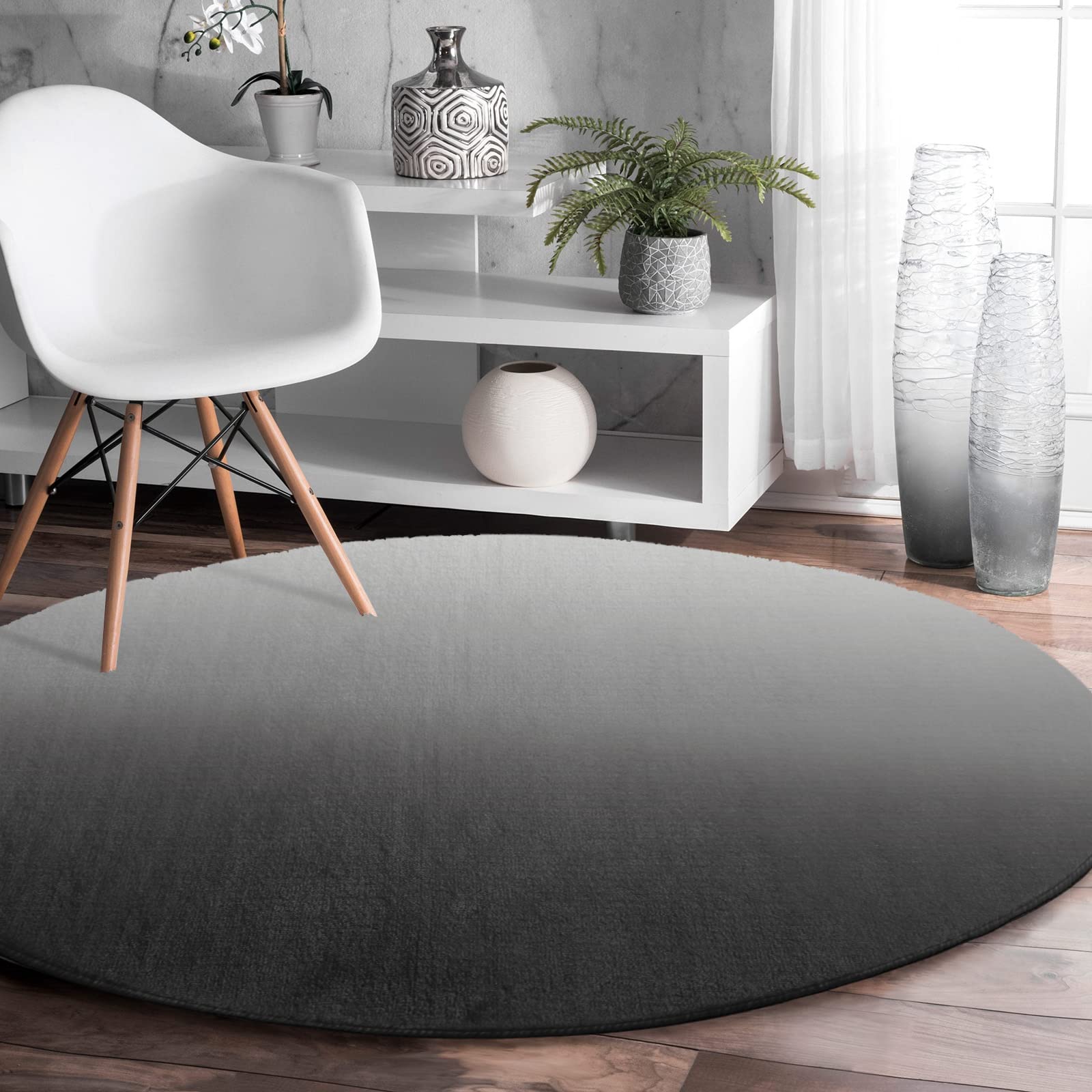 Amazon.com: Round Rug 4Ft, Gray Black Gradient Pattern Soft Round