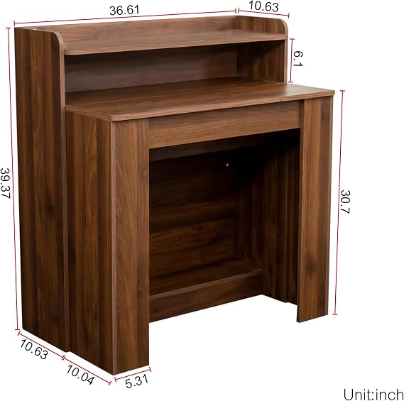 Modern Extendable Dining Table with Storage Console Sideboard