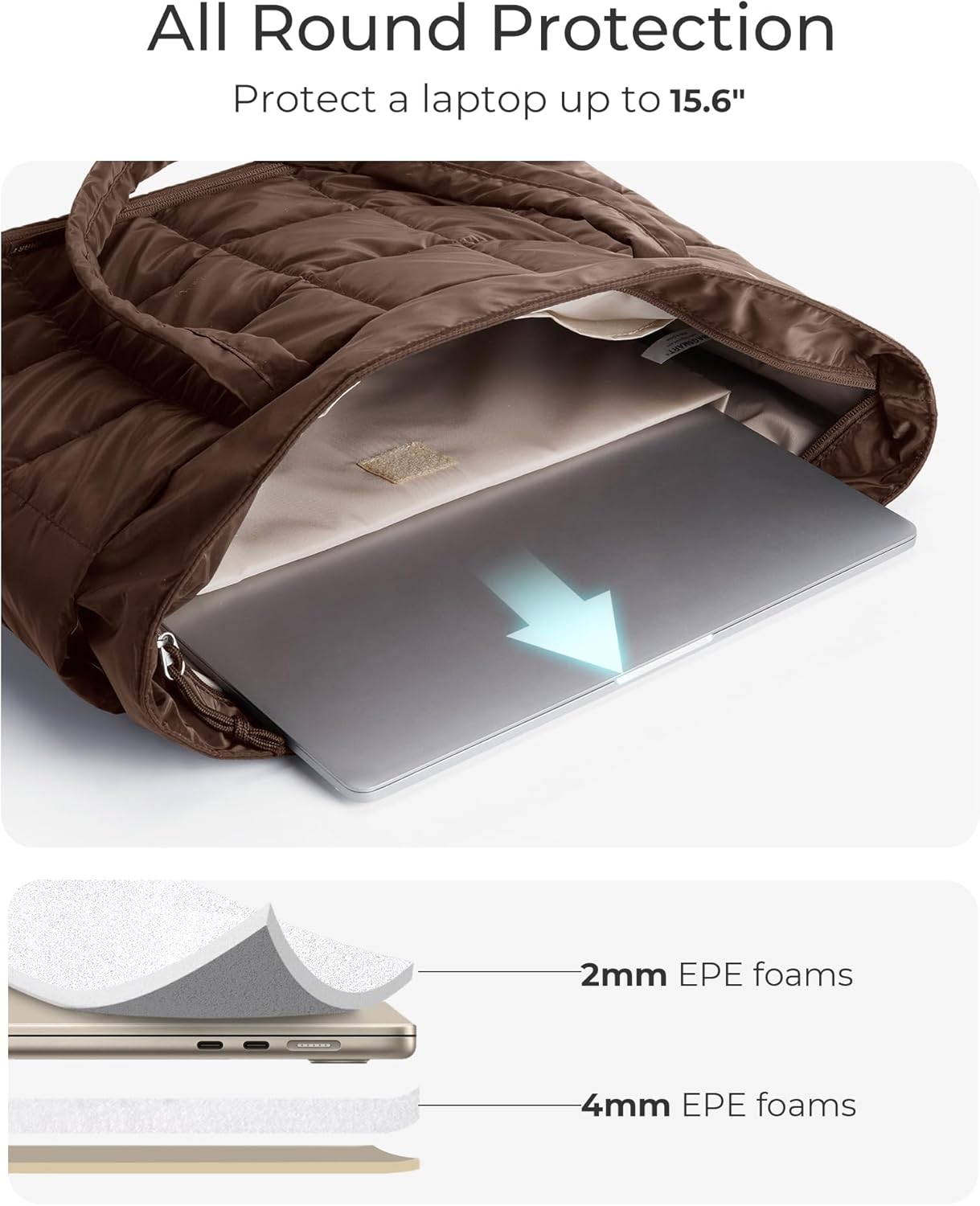 BAGSMART Expandable Tote Bag for Women, Puffer Work Tote Handbag, Quilted Carry On Bag for Travel Gym - Image 8