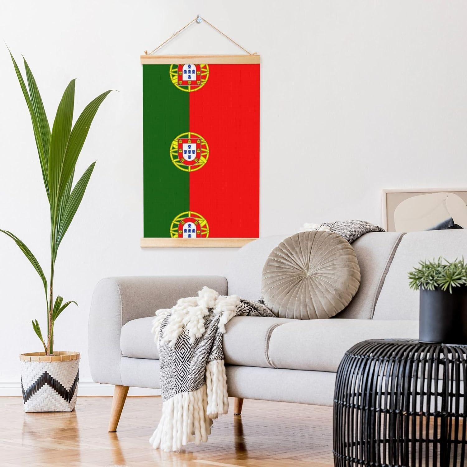 Portuguese Flag Print Poster Hanger,Hanging Poster, Poster Frame,Wood Poster Hanger, For Wall Hanging
