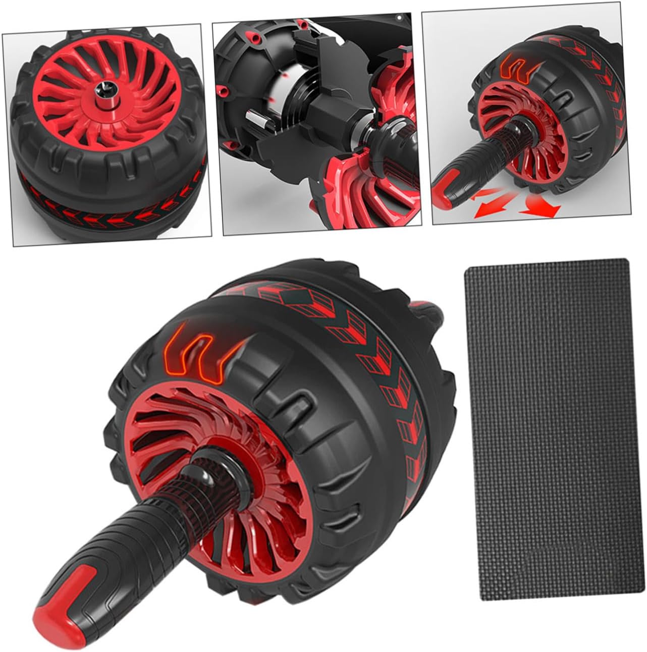 Automatic Rebound Ab Wheel Roller with Knee Pad, Double Wheel Abdominal Exercise Fitness Equipment for Indoor Core Training and Ab Workout