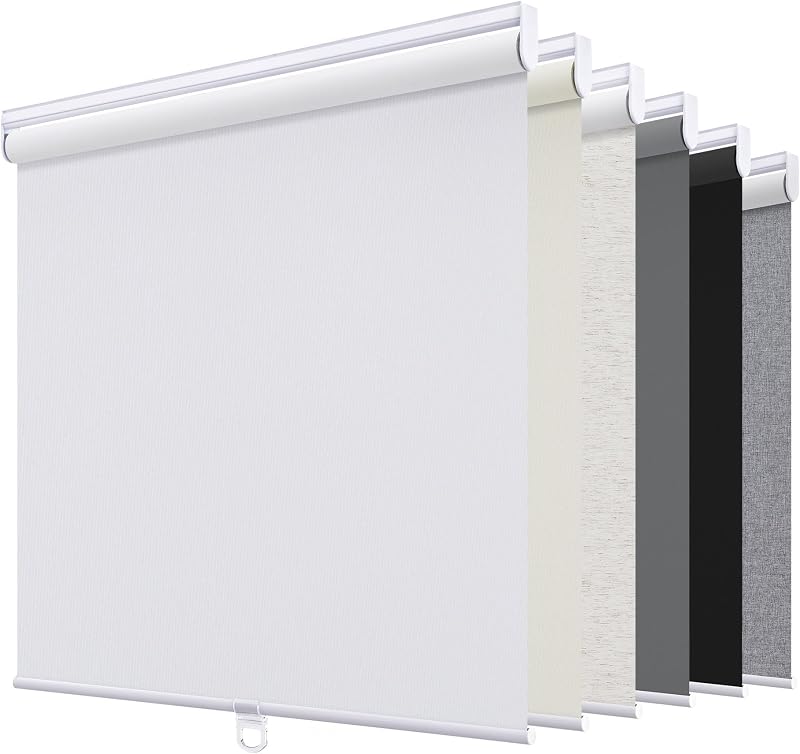 SUNOFF Blackout Cordless Roller Shades Blinds,22" W x 72" H,White | Blackout Fabric UV Thermal Insulated,Spring System For Windows Door,Pull Down Room Darkening,Easy to Install for Home,Office